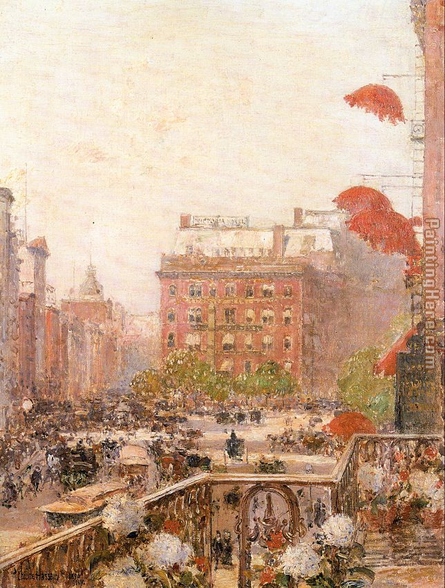 View of Broadway and Fifth Avenue painting - childe hassam View of Broadway and Fifth Avenue art painting